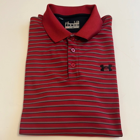 Under Armour Other - Under Armour HeatGear loose fit striped men’s short sleeve polo shirt